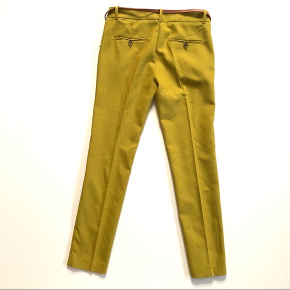 New! Zara Citron Olive Green Belted Trouser Pants - Picture 3 of 6